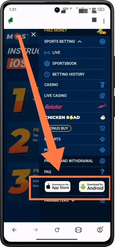 APK Android and ios App on Mostbet