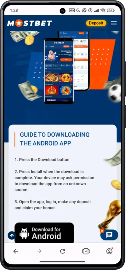 Android Mostbet app guide