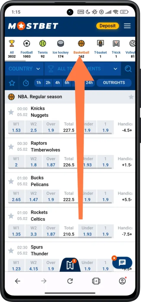 Basketball on Mostbet