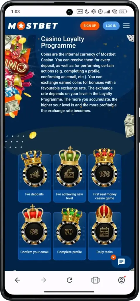 Loyalty programm on Mostbet casino in Europe