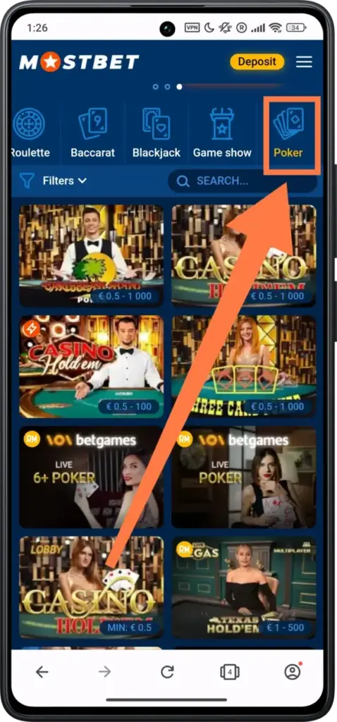 Poker Games on Mostbet