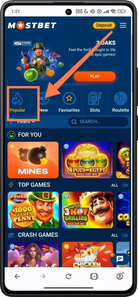 popular slots game on Mostbet