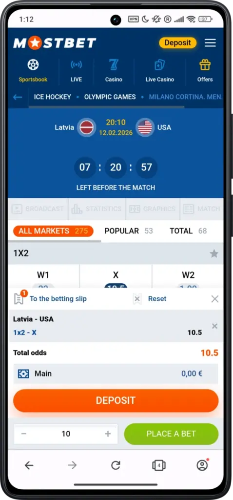 how to place a bet on Mostbet