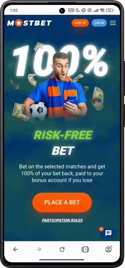 risk free bet 100 on Mostbet