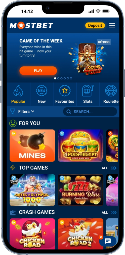 Popular games of Mostbet
